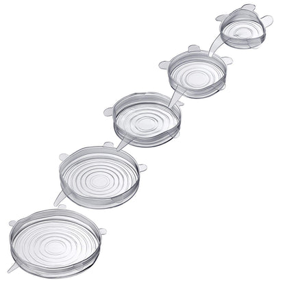 Westmark 5 Stretch-Frischhaltedeckel aus Silikon, für rund & eckig, wiederverwendbar, dehnbar, BPA-frei, klar, 23262260 5 Stück