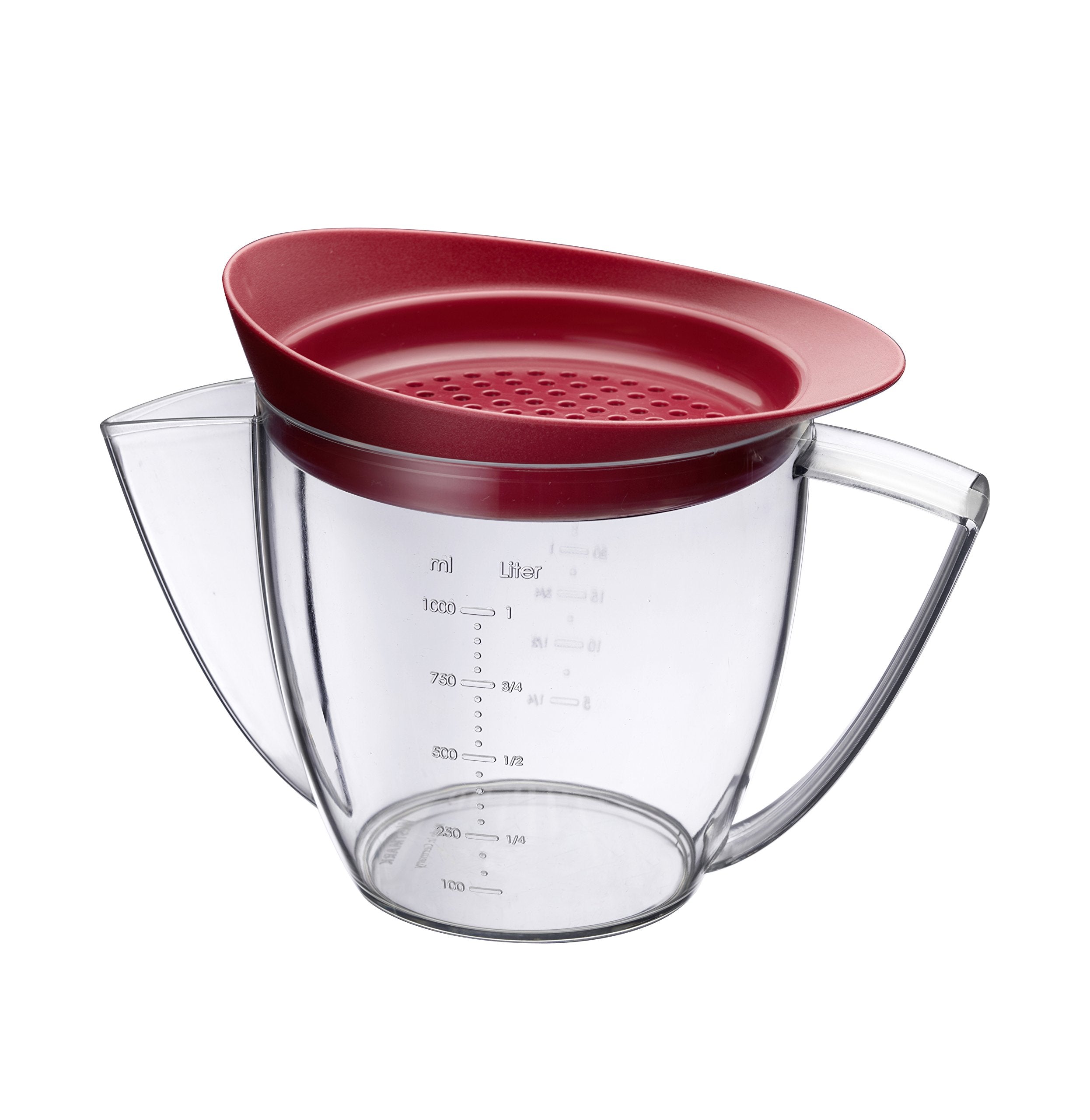 Westmark Fat Separator Jug with Strainer Lid, Volume: 1 Litre, Plastic, Transparent/Red, 30752260