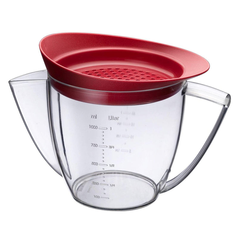 Westmark Fat Separator Jug with Strainer Lid, Volume: 1 Litre, Plastic, Transparent/Red, 30752260