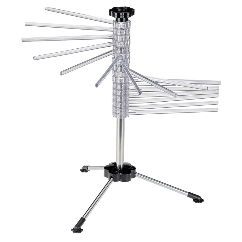 Westmark Nudeltrockner/Nudelständer, mit 16 Stäben, zusammenklappbar, Kunststoff/Rostfreier Edelstahl, Höhe: 47 cm, Pasta-Tree, Silber/Transparent, 61332260 Silber/Transparent/Schwarz