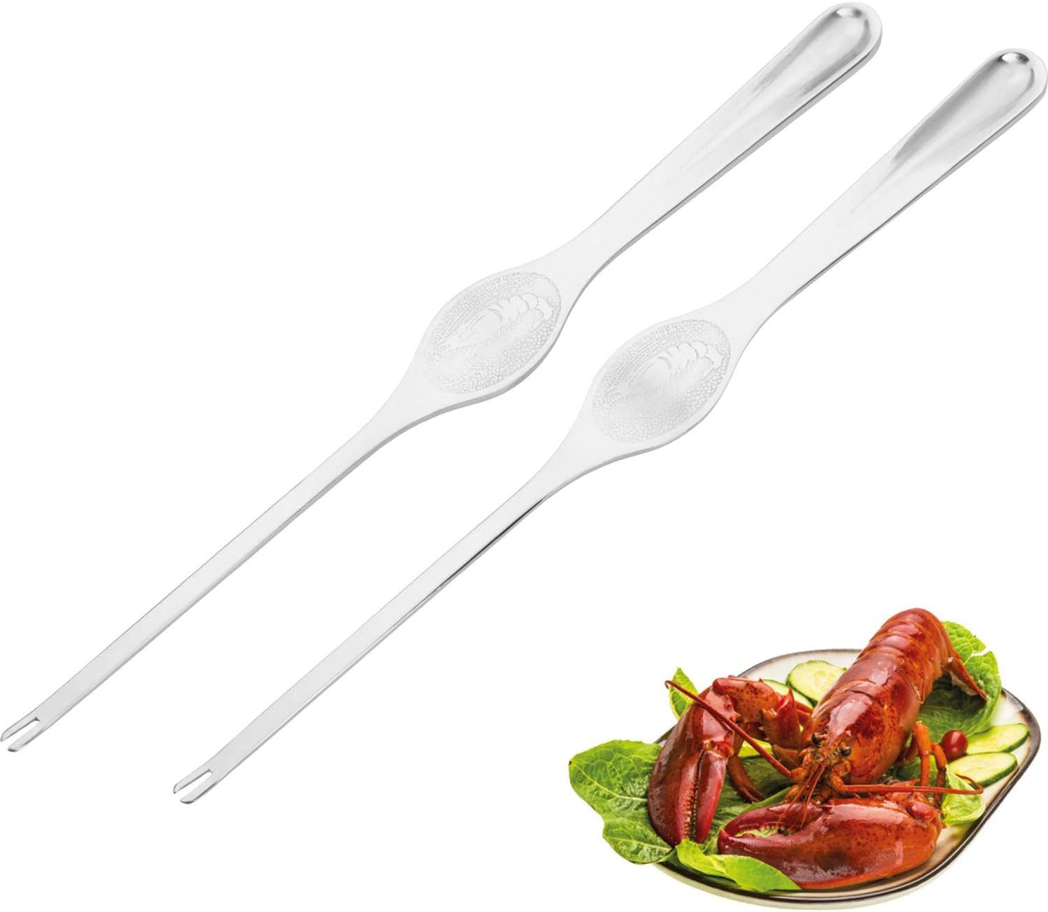 Westmark Lobster Fork Set, 2 Pcs., Each With 2 Pointed Prongs, Length: 18.5 cm, Stainless Steel, Silver, 66162280 18.5 x 1.7 x 0.4 cm Lobster forks