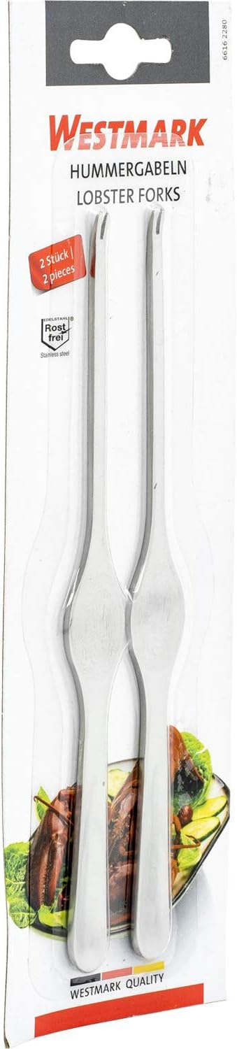 Westmark Lobster Fork Set, 2 Pcs., Each With 2 Pointed Prongs, Length: 18.5 cm, Stainless Steel, Silver, 66162280 18.5 x 1.7 x 0.4 cm Lobster forks