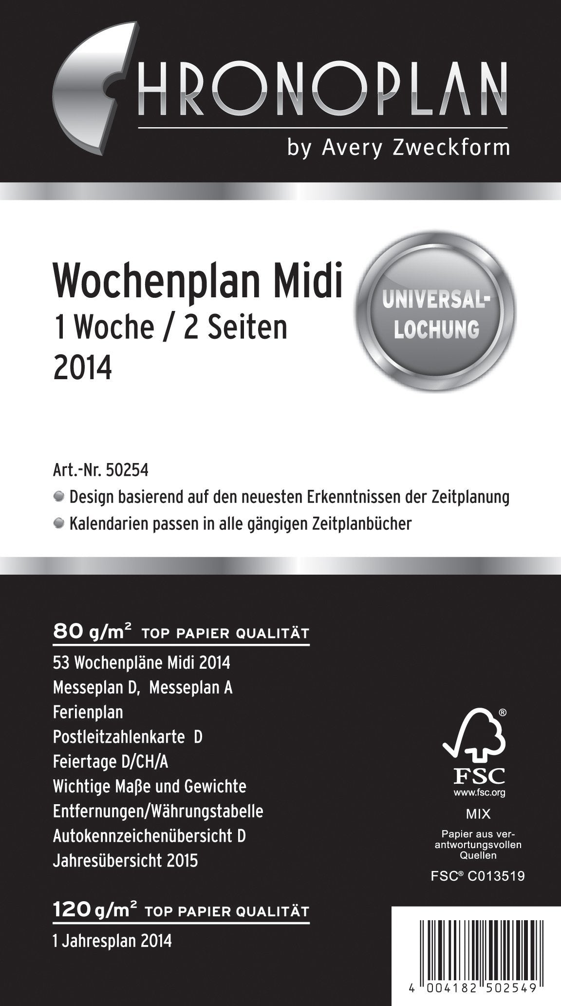Chronoplan 50254 Calendar Insert 2024 (Weekly Plan Midi (96 x 172 mm), Replacement Calendar for Diary, Ideal for Detailed Weekly Planning, 1 Week on 2 Pages in Lines, with Universal Punching, White