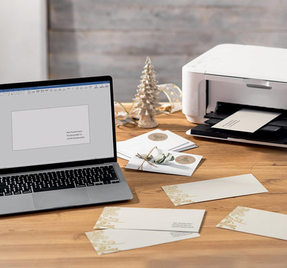 SIGEL DU422 Christmas envelopes "Golden Christmas", gummed, DL, 50 Pieces Mittel Golden Christmas (Envelopes)
