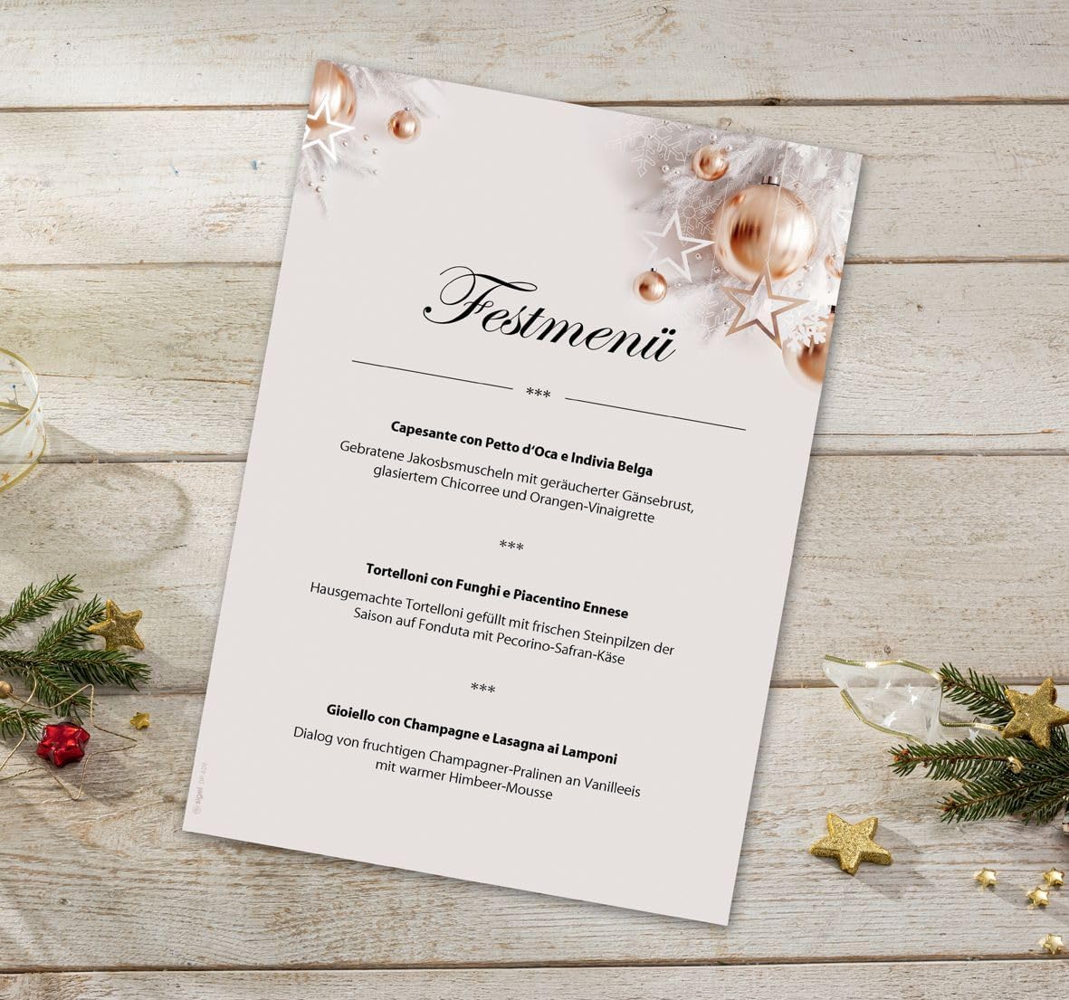 SIGEL DP429 Christmas Motif Papers "Christmas in rose gold", 90 gsm, A4, 100 sheets