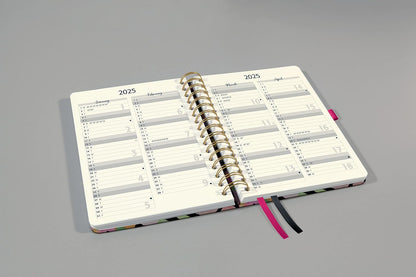 SIGEL J4600 Jolie Spiral diary 2024, Flower Love, 16,8 x 21,5 cm, hardcover, 240 pages, Black, Pink