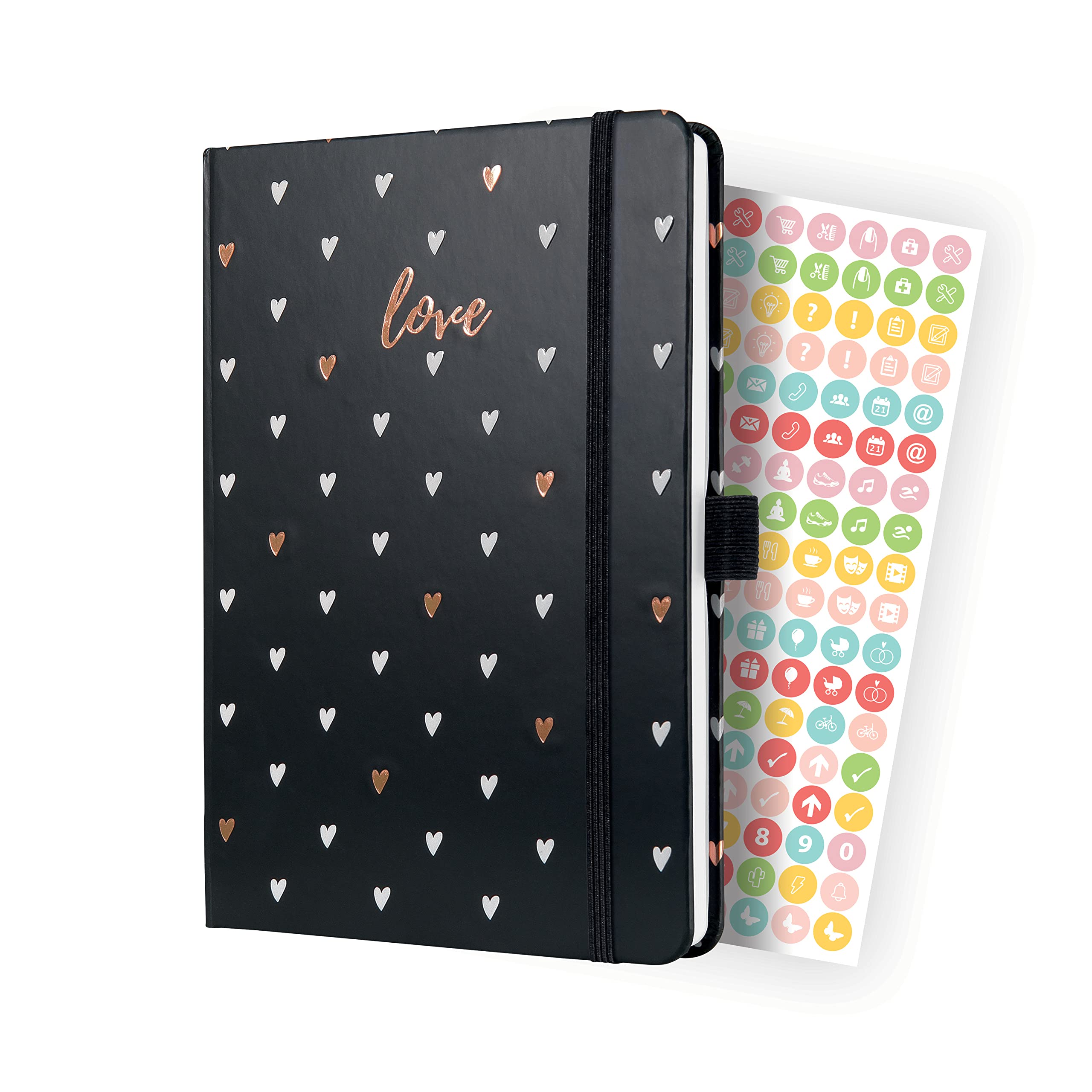 SIGEL J4335 Jolie Weekly planner 2024, Dark Love, 13,5 x 20,3 cm, hardcover, 174 pages, Black Dark Love ca. A5