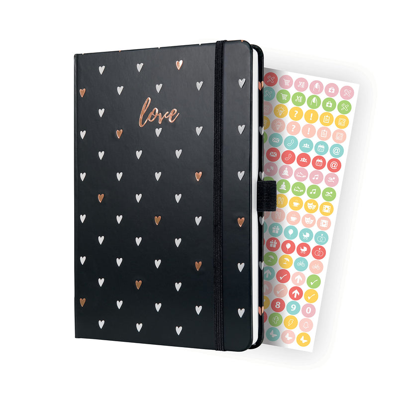 SIGEL J4335 Jolie Weekly planner 2024, Dark Love, 13,5 x 20,3 cm, hardcover, 174 pages, Black Dark Love ca. A5
