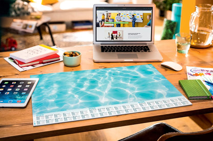 SIGEL HO306 Paper desk pad, 3-year-planner and weekly planner, design cool pool, A2 (59.5 x 41 cm), Blue, 30 sheets 2023/24/25 1 piece blue