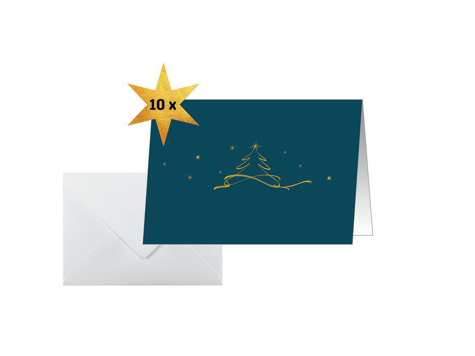 SIGEL DS069 Christmas Cards "Christmas tree", A6 landscape, 10 cards incl. envelopes, easy to print