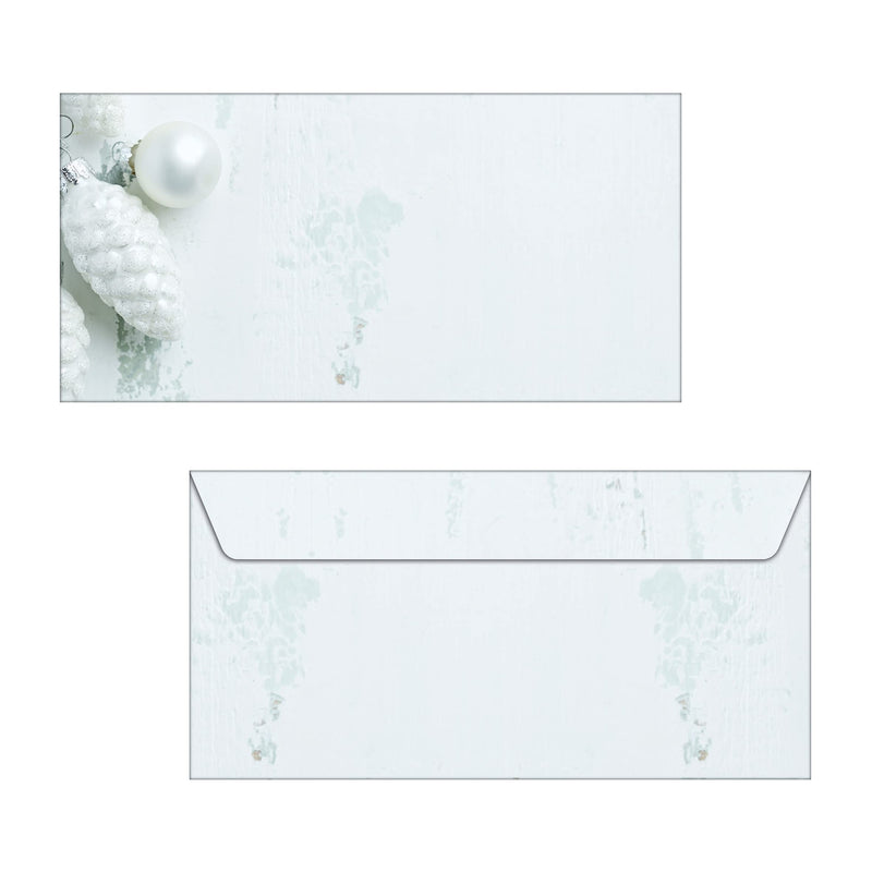 SIGEL DU132 Envelopes with fir cone design, Christmas, White, size DL (11 x 22 cm), 50 Pieces Envelopes - 50 pieces Modern Christmas - white/light gray