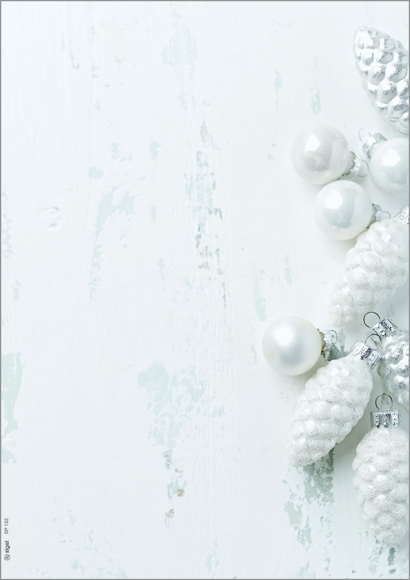 SIGEL DP132 Christmas writing paper, Christmas decorations, 21 x 29.7 cm, 90g / m², White and light gray, 100 sheets