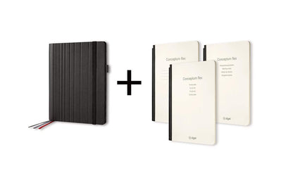 SIGEL CF133 Business Organiser with 3 booklets, 18.5x23x3 cm, faux leather, Black - Conceptum flex approx. A5 lined organizer