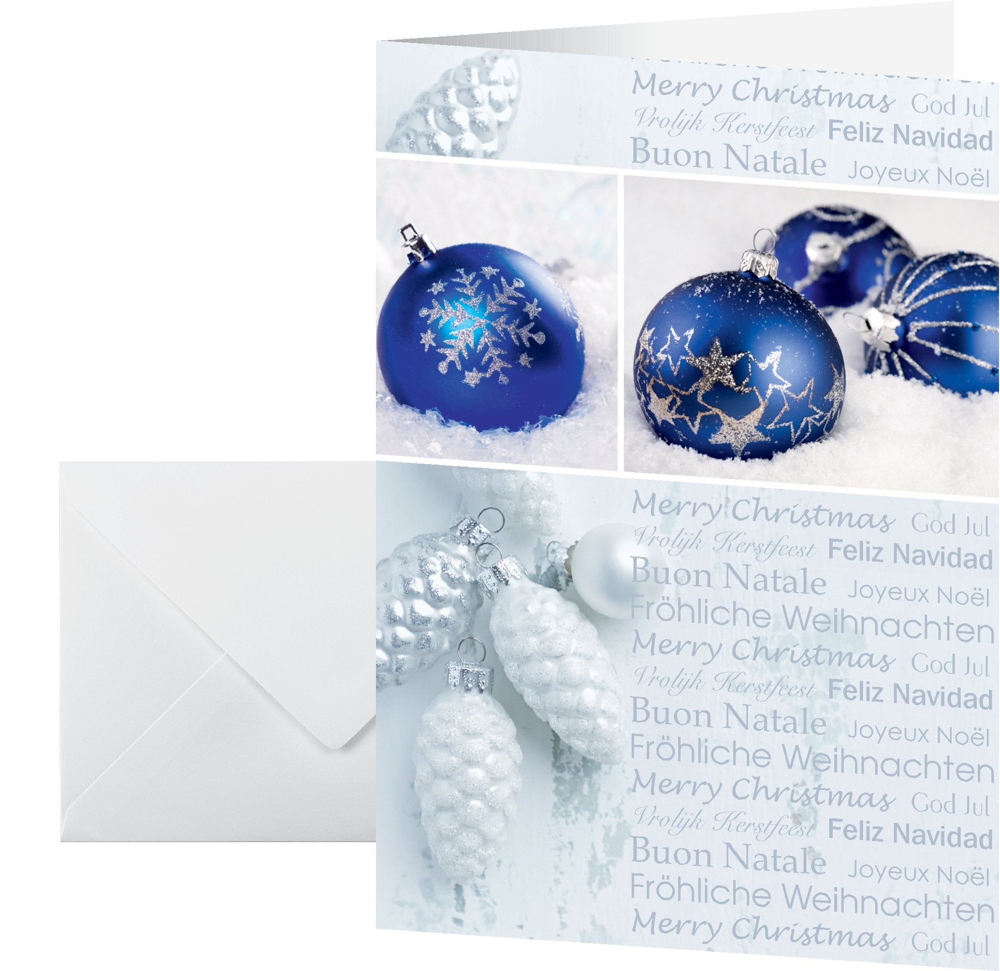 SIGEL DS057 Christmas Greeting Card "Seasons Greetings", A6 (A5), blank, 25 pcs. incl. 25 envelopes, easy to print Blue