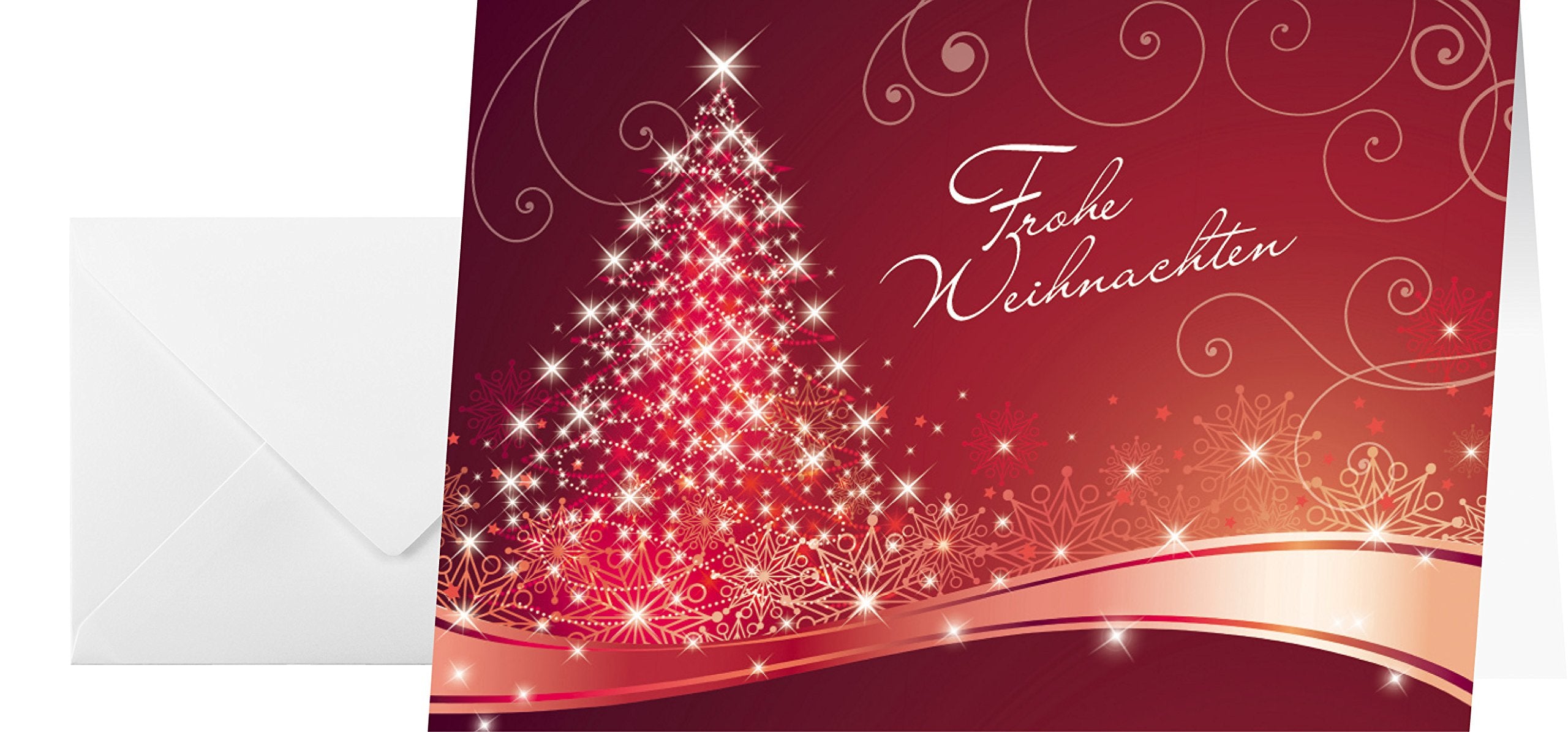 SIGEL DS019 Christmas Greeting Card "Christmas Swing", A6 (A5), blank, 25 Pieces incl. 25 envelopes, easy to print Christmas Swing - red/white/golden/silver