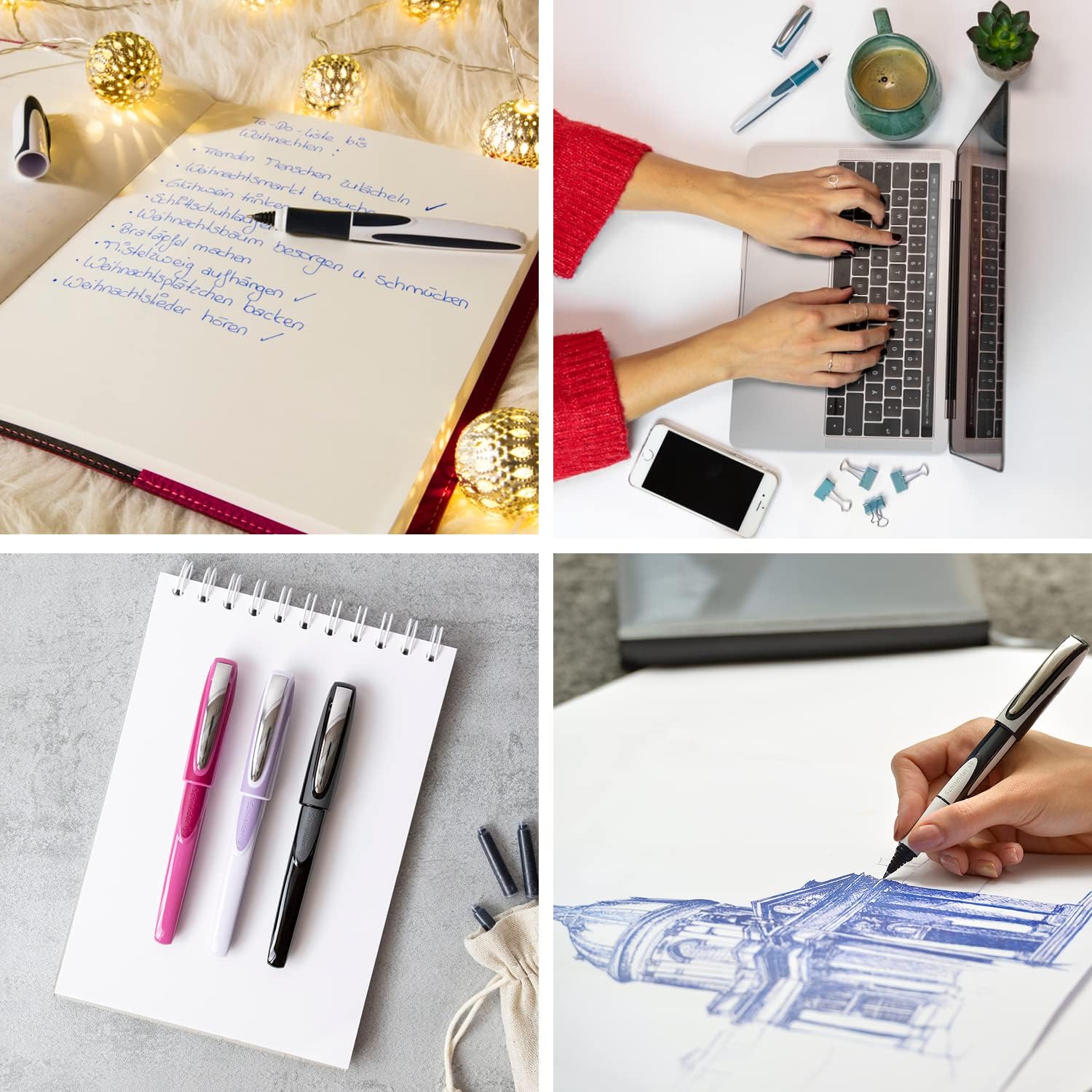 Schneider 187811 Ray Rollerball Pen (Refillable with Standard Ink Cartridges, Suitable for Right and Left-Handed Users) Flora