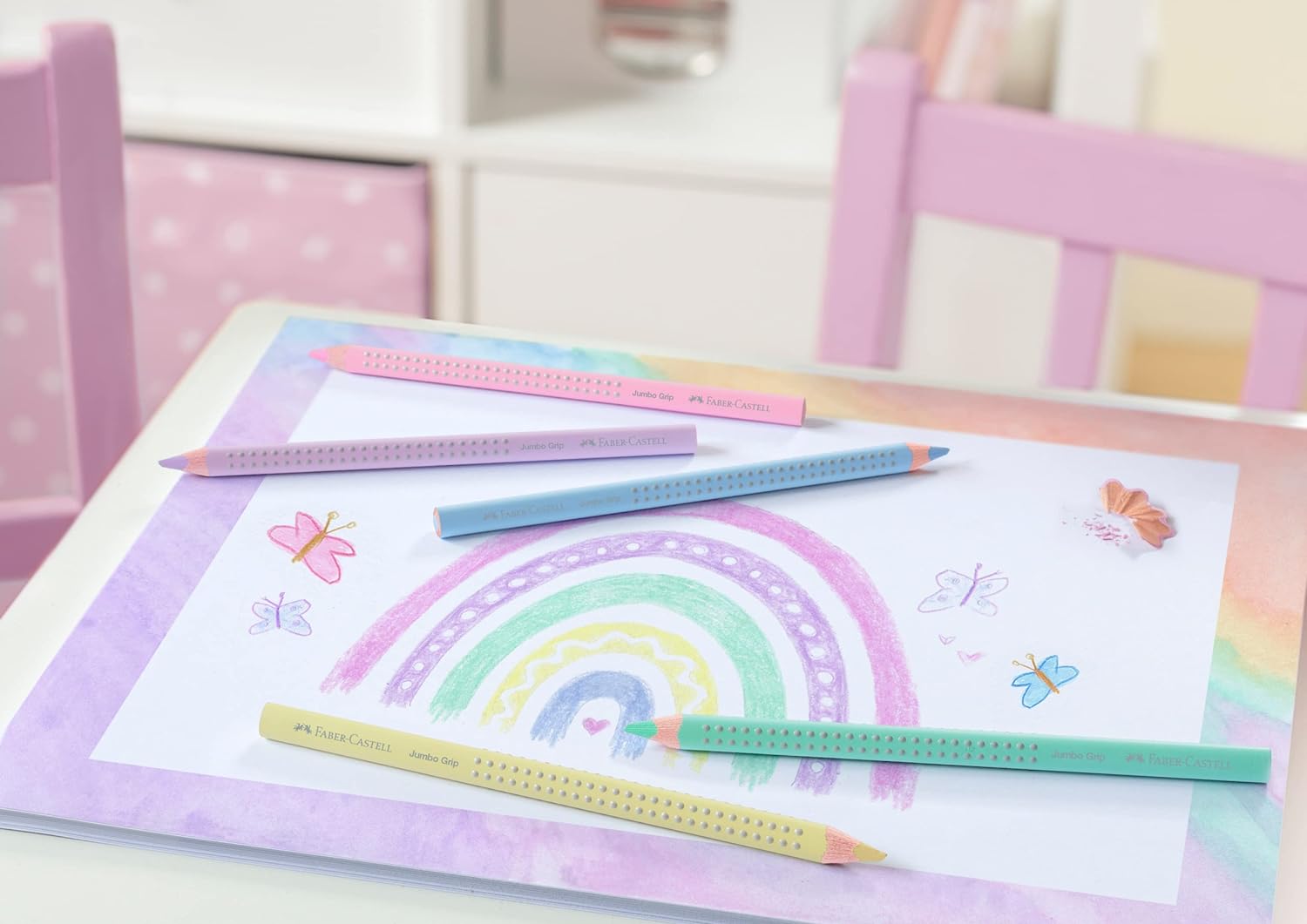Faber-Castell Jumbo Grip Pastel Colour Pencil Set, Cardboard Wallet of 5