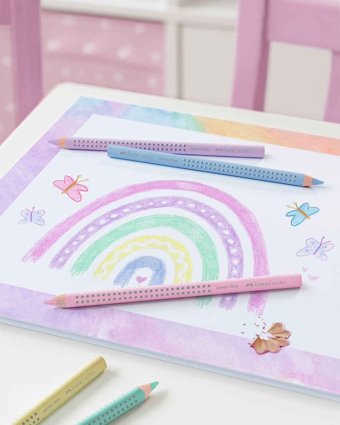 Faber-Castell Jumbo Grip Pastel Colour Pencil Set, Cardboard Wallet of 5