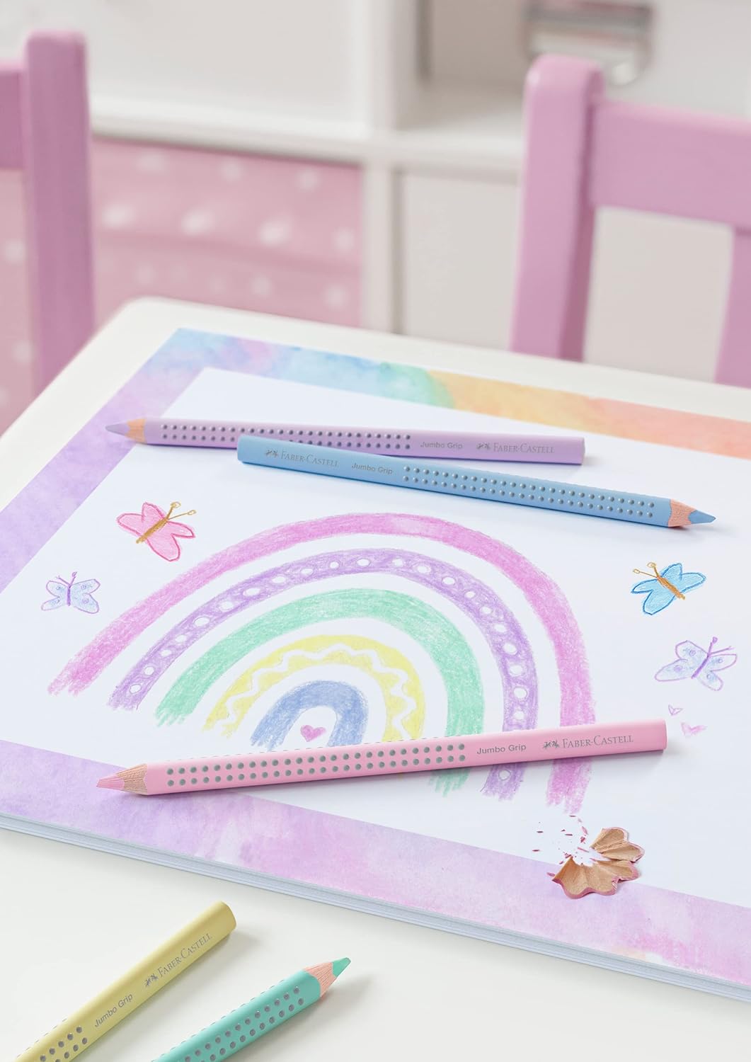 Faber-Castell Jumbo Grip Pastel Colour Pencil Set, Cardboard Wallet of 5