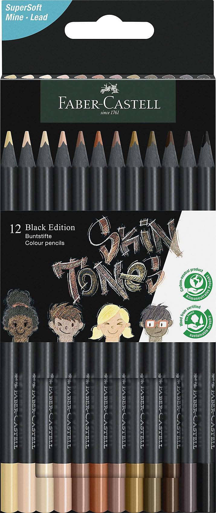 Faber-Castell Colour Pencils Black Edition - Skin Tones x 12