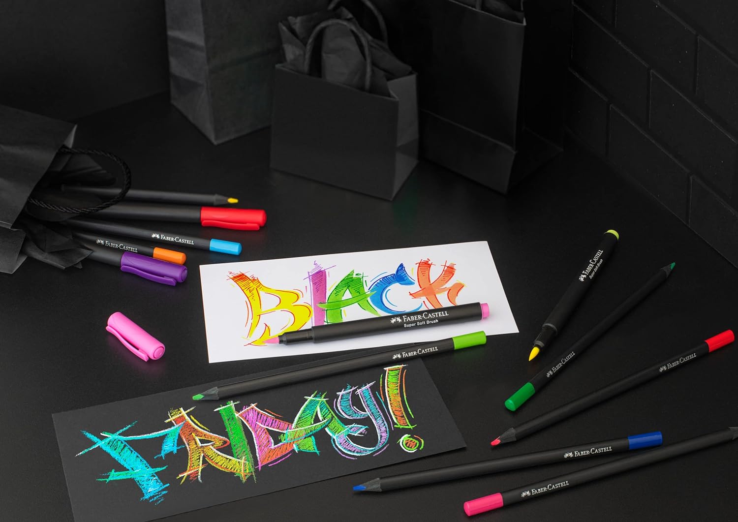Faber-Castell Brush Pen Set - Black Edition, Cardboard Box of 20
