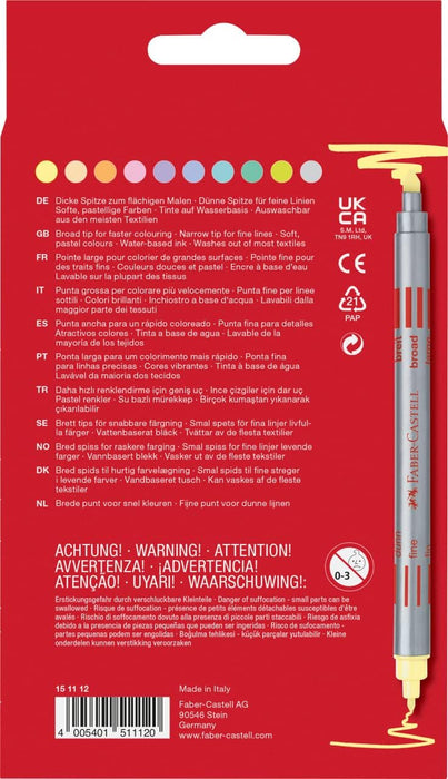 Faber-Castell Double Ended Fibre-tip Pen Set 10 x Pastel Colours