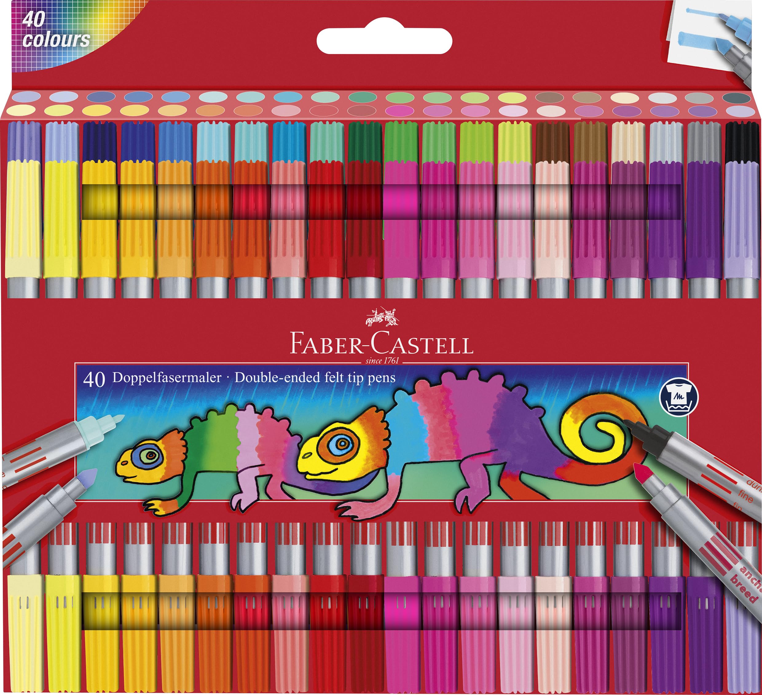 Faber-Castell 151140 - Filzstifte Set mit 40 Doppelfasermaler für Kinder und Erwachsene