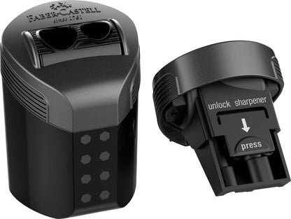 Faber-Castell Double Hole Sharpener RollOn Dots on Blister Card - Black or Blue assigned at checkout