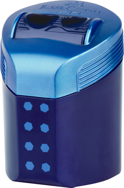 Faber-Castell Double Hole Sharpener RollOn Dots on Blister Card - Black or Blue assigned at checkout