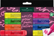 Faber-Castell Textliner 46 Neon Highlter, wallet of 8: 2x yellow, pink, green, orange, red, blue, purple - GenZ