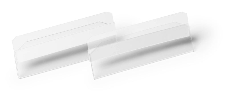 Durable Hard Cover Ticket Holder - Self-Adhesive Label Holder - 100 x 38mm - Pack of 10 - Transparent - Perfect for Labelling Shelves and Racking
