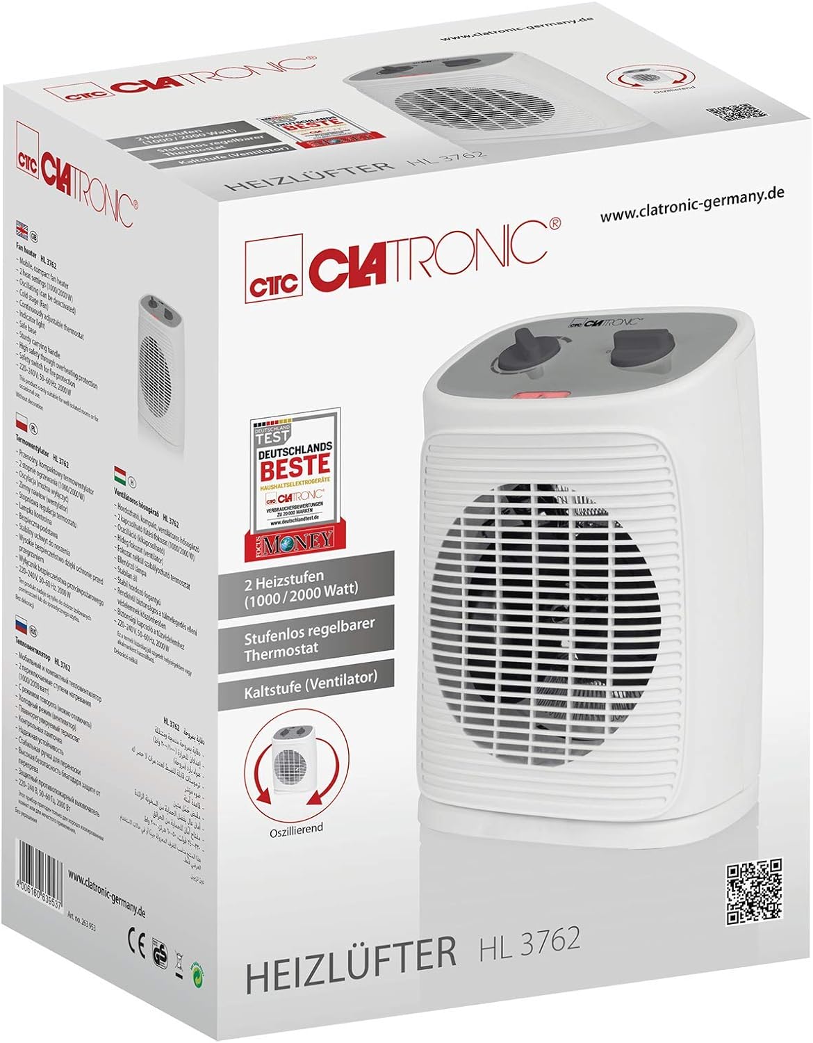 CLATRONIC HL 3762 Heizlufter 1.000/2.000 W