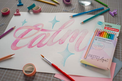 Aquarellable Colouring Pencil - STABILOaquacolor - Pastellove Set - Pack of 12 - Assorted Colours