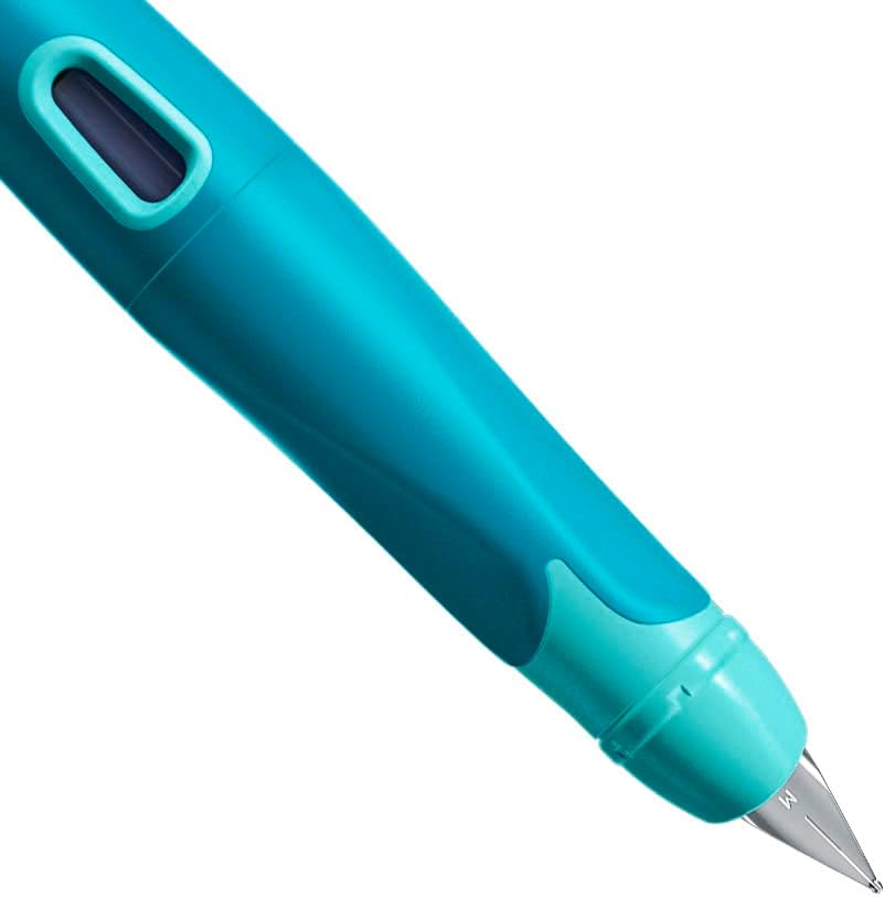 Ergonomischer Schulfüller für Linkshänder mit Standard-Feder M - STABILO EASYbirdy Pastel in aqua grün/mint - inkl. Patrone und Einstellwerkzeug - blau (löschbar) aqua grün/mint Standard-Feder