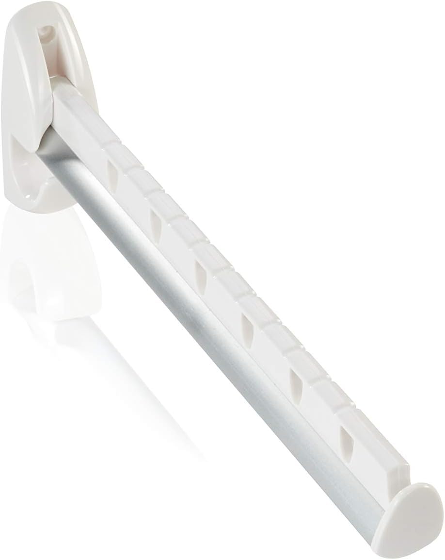 Leifheit Wandkleiderhalter Airette mit 31 cm Länge für 7 Kleiderbügel, platzsparende Kleiderstange Wandmontage, wetterfester Kleiderhaken klappbar 33 x 10.5 x 22.5 cm Wandkleiderhalter