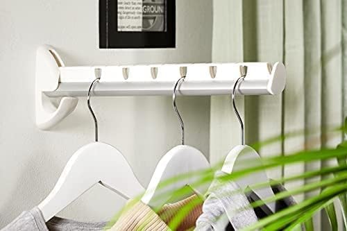 Leifheit Wandkleiderhalter Airette mit 31 cm Länge für 7 Kleiderbügel, platzsparende Kleiderstange Wandmontage, wetterfester Kleiderhaken klappbar 33 x 10.5 x 22.5 cm Wandkleiderhalter