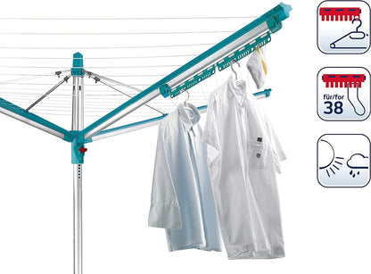 Leifheit Easyclip Linomatic windfester Kleinteilehalter, Wäscheschirm Zubehör für Linomatic Wäschespinnen, Wäschespinne Zubehör mit Klippverschluss A 92 x 24 x 15 cm