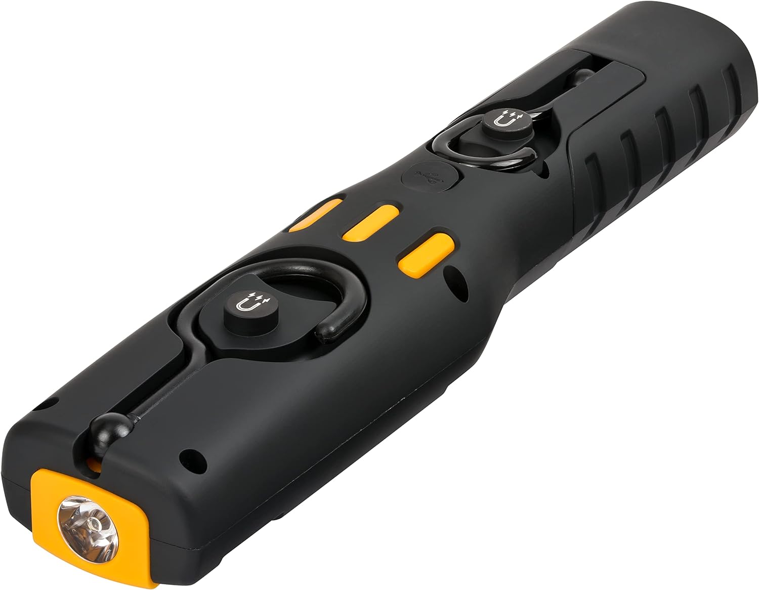 Brennenstuhl LED Arbeitsleuchte mit Akku/Akku Werkstattlampe mit Magnet (300+100 lm, LED Taschenlampe mit bis zu 10 h Leuchtdauer, 360° drehbarer Haken, knickbarer Haltefuß) 300 + 100 Lumen
