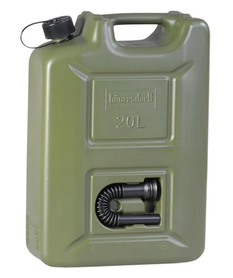 hünersdorff 802010 Kraftstoff-Kanister Profi 20L für Benzin, Diesel und andere Gefahrgüter, UN-Zulassung, Made in Germany, TÜV-geprüfte Produktion, oliv 20 Liter oliv