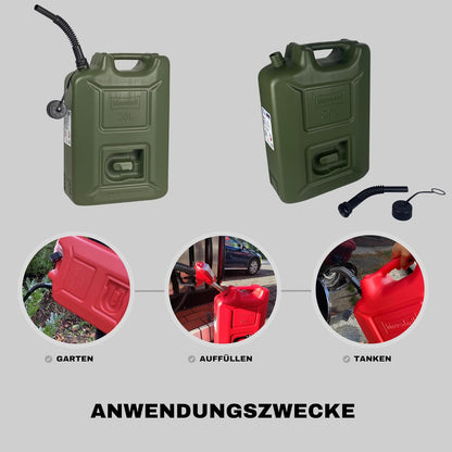 hünersdorff 802010 Kraftstoff-Kanister Profi 20L für Benzin, Diesel und andere Gefahrgüter, UN-Zulassung, Made in Germany, TÜV-geprüfte Produktion, oliv 20 Liter oliv