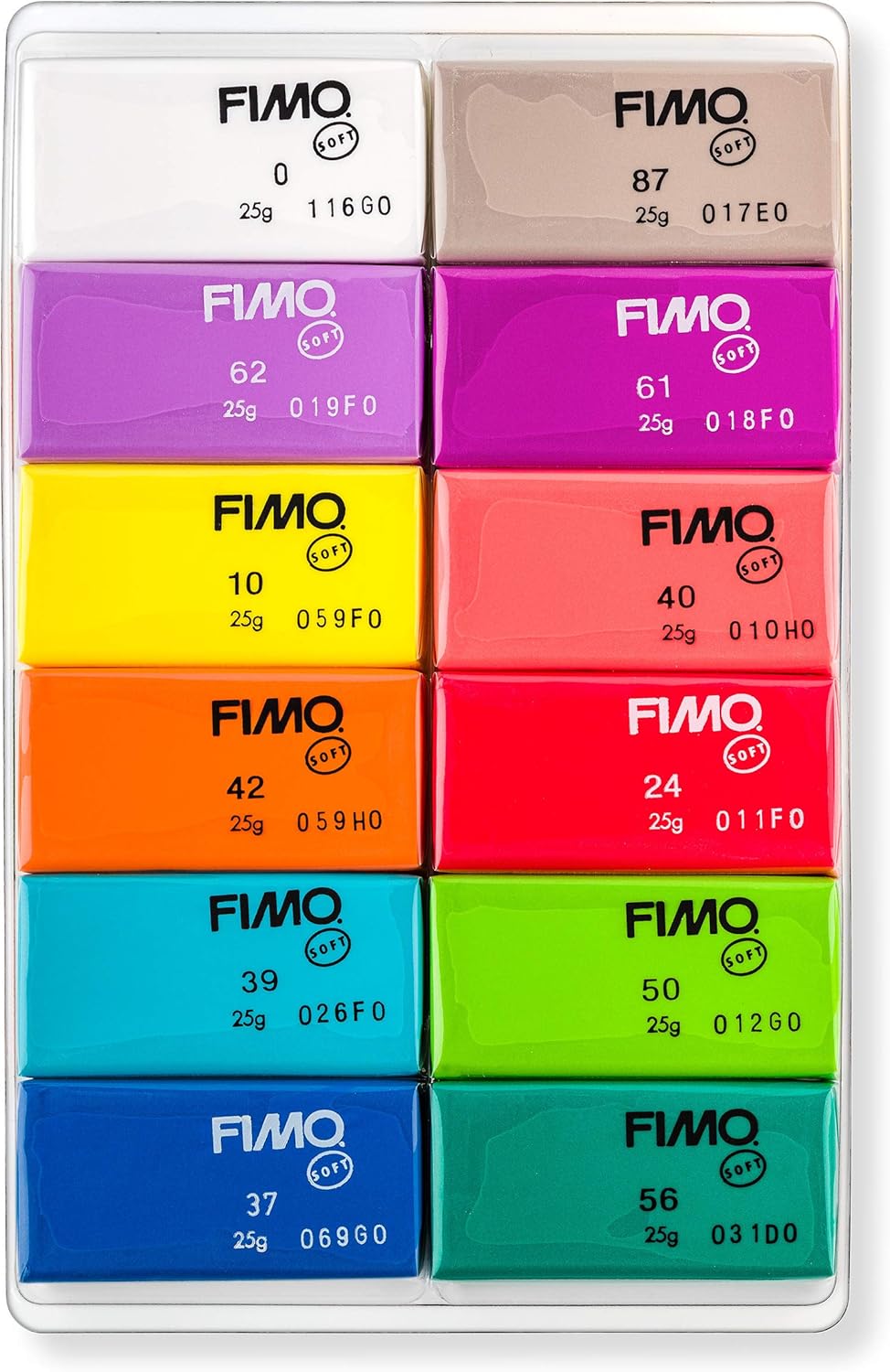 STAEDTLER 8023 C12-2 FIMO Soft Oven-Hardening Polymer Modelling Clay - Assorted Brilliant Colours (Pack of 12 x 25g Blocks) Brilliant Colours Pack of 12