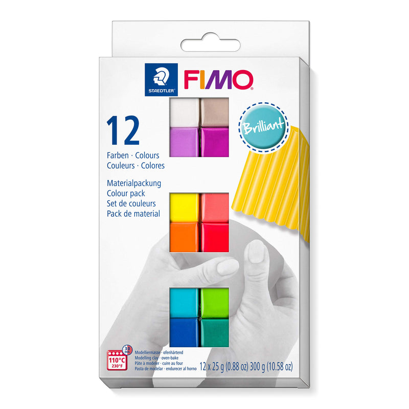 STAEDTLER 8023 C12-2 FIMO Soft Oven-Hardening Polymer Modelling Clay - Assorted Brilliant Colours (Pack of 12 x 25g Blocks) Brilliant Colours Pack of 12