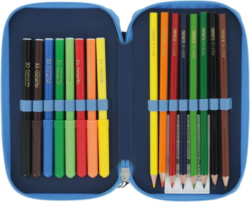 Herlitz Double, deep sea, Kindergepäck, Writing case
