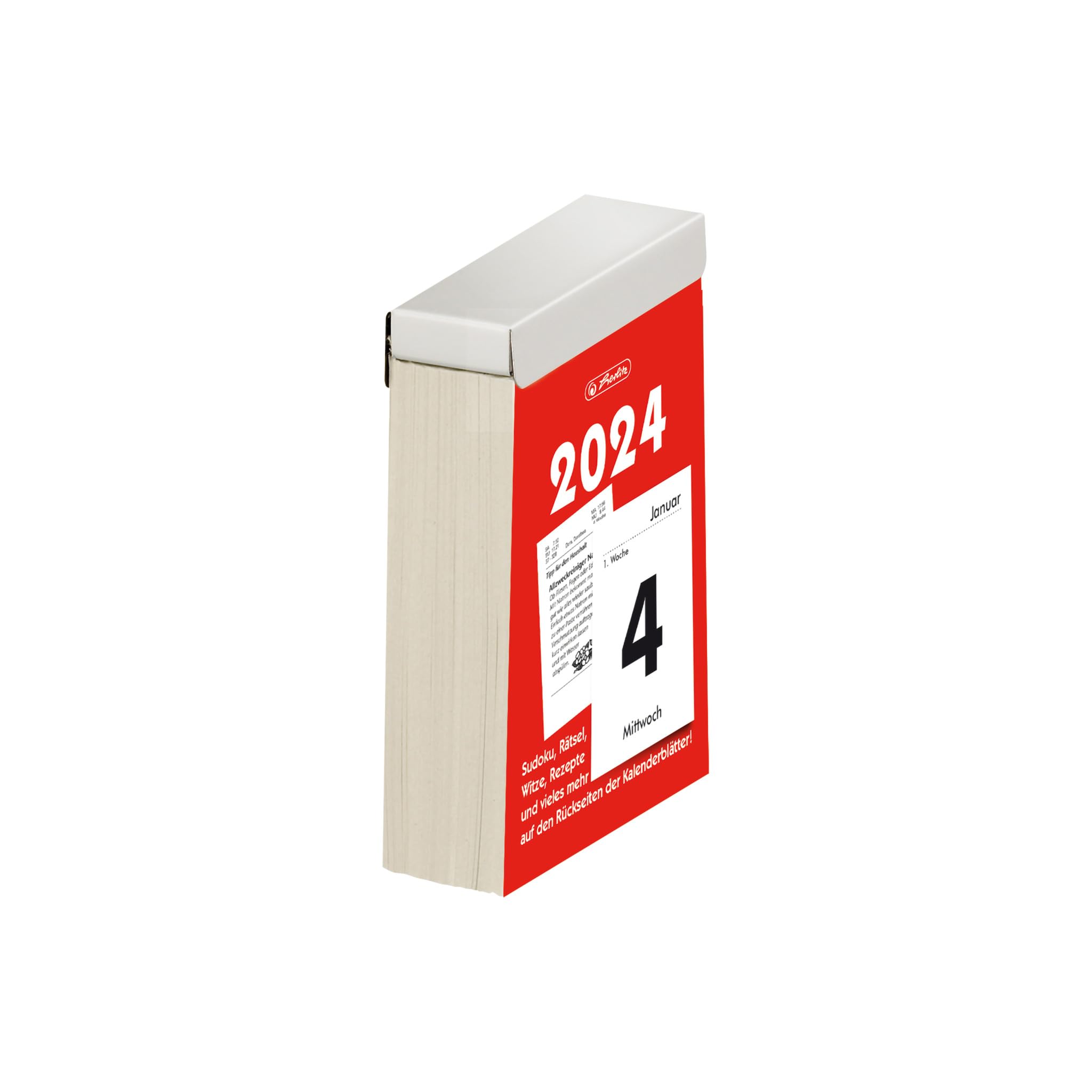 Herlitz Tear-off calendar 6.5 x 10 cm, 2024, FSC mix, 1 day/page, with puzzles, tips etc.