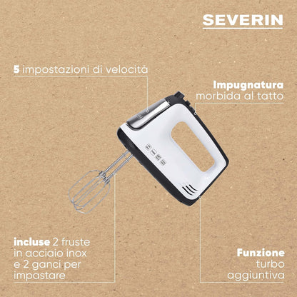 SEVERIN HM 3830 Handmixer weiB/schwarz 400 W