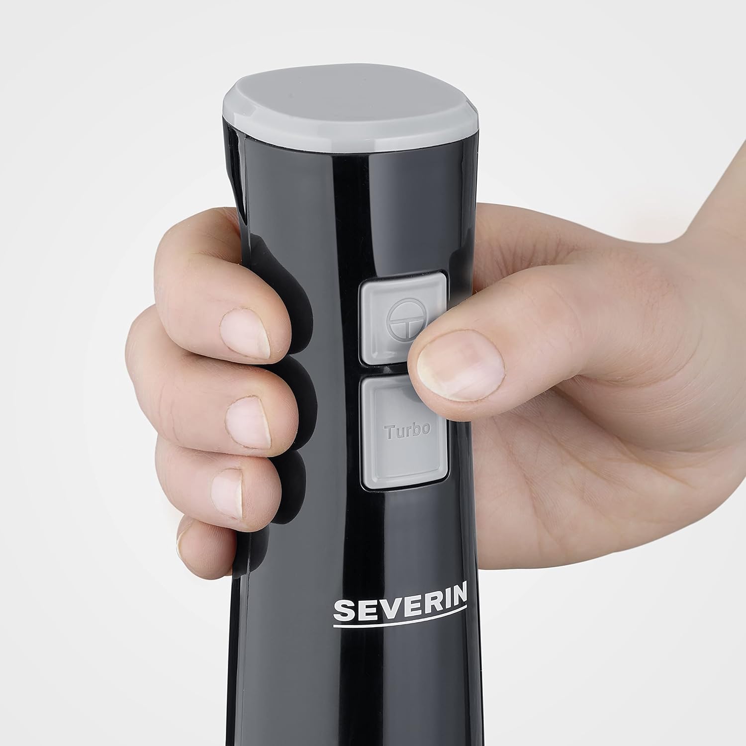 SEVERIN SM 3770 - Frullatore a immersione per purea e sminuzzamento, potente asta di miscelazione con turbo, frullatore ad immersione rimovibile e design ergonomico, 170 W, nero/grigio, SM 3770