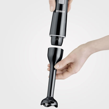 SEVERIN SM 3770 - Frullatore a immersione per purea e sminuzzamento, potente asta di miscelazione con turbo, frullatore ad immersione rimovibile e design ergonomico, 170 W, nero/grigio, SM 3770
