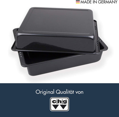 chg Set 350-56 XXL Enamel Roasting Dish Leakage Protection Thanks to Extra Deep Rims (7.0 cm), 6.5 litres, Black Speckled XXL Bräter ca. 39,0 x 32,0 x 7,0 cm