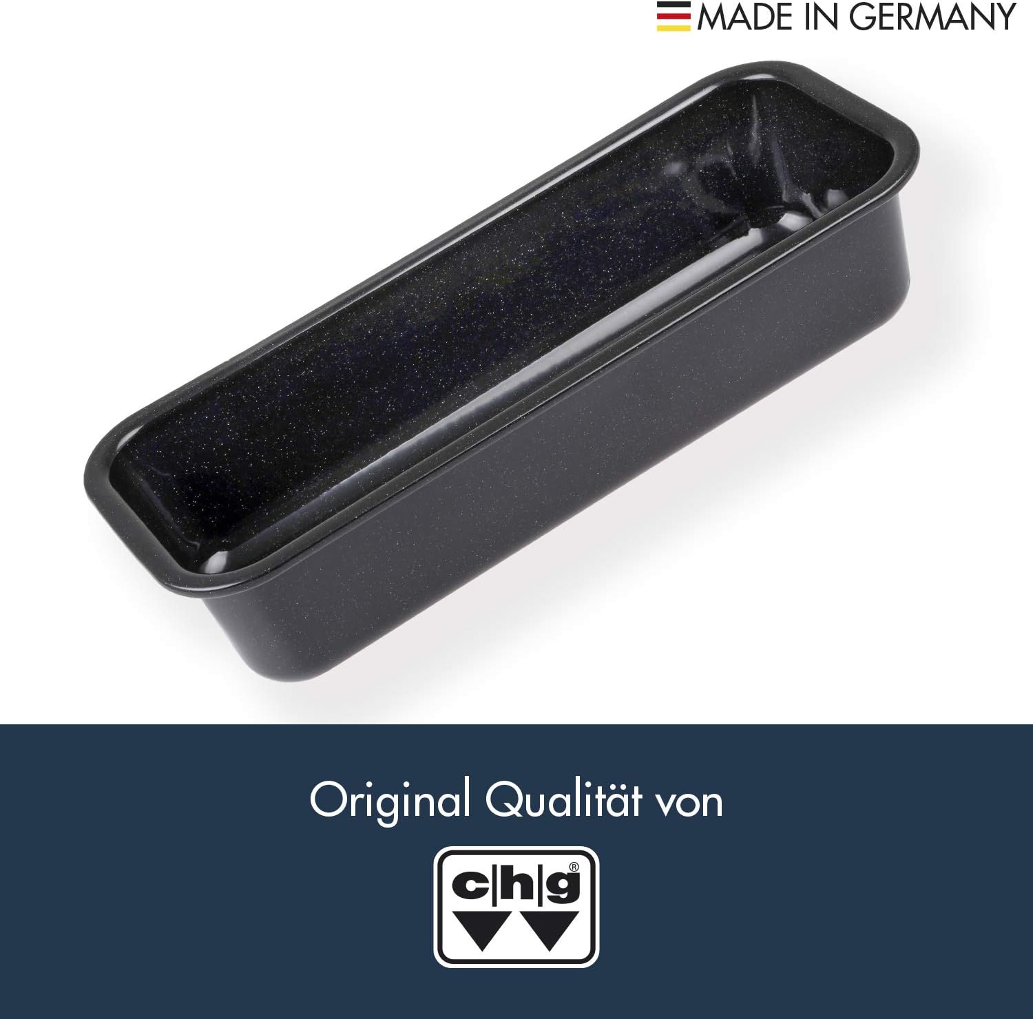 chg Loaf Mould, Loaf Mould, Loaf Tin in Enamel, 32 x 13 x 7 cm, Cut and Scratch-Resistant, Environmentally Friendly, Made in Germany, Speckled Black