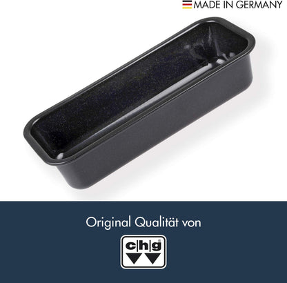 chg Loaf Mould, Loaf Mould, Loaf Tin in Enamel, 32 x 13 x 7 cm, Cut and Scratch-Resistant, Environmentally Friendly, Made in Germany, Speckled Black